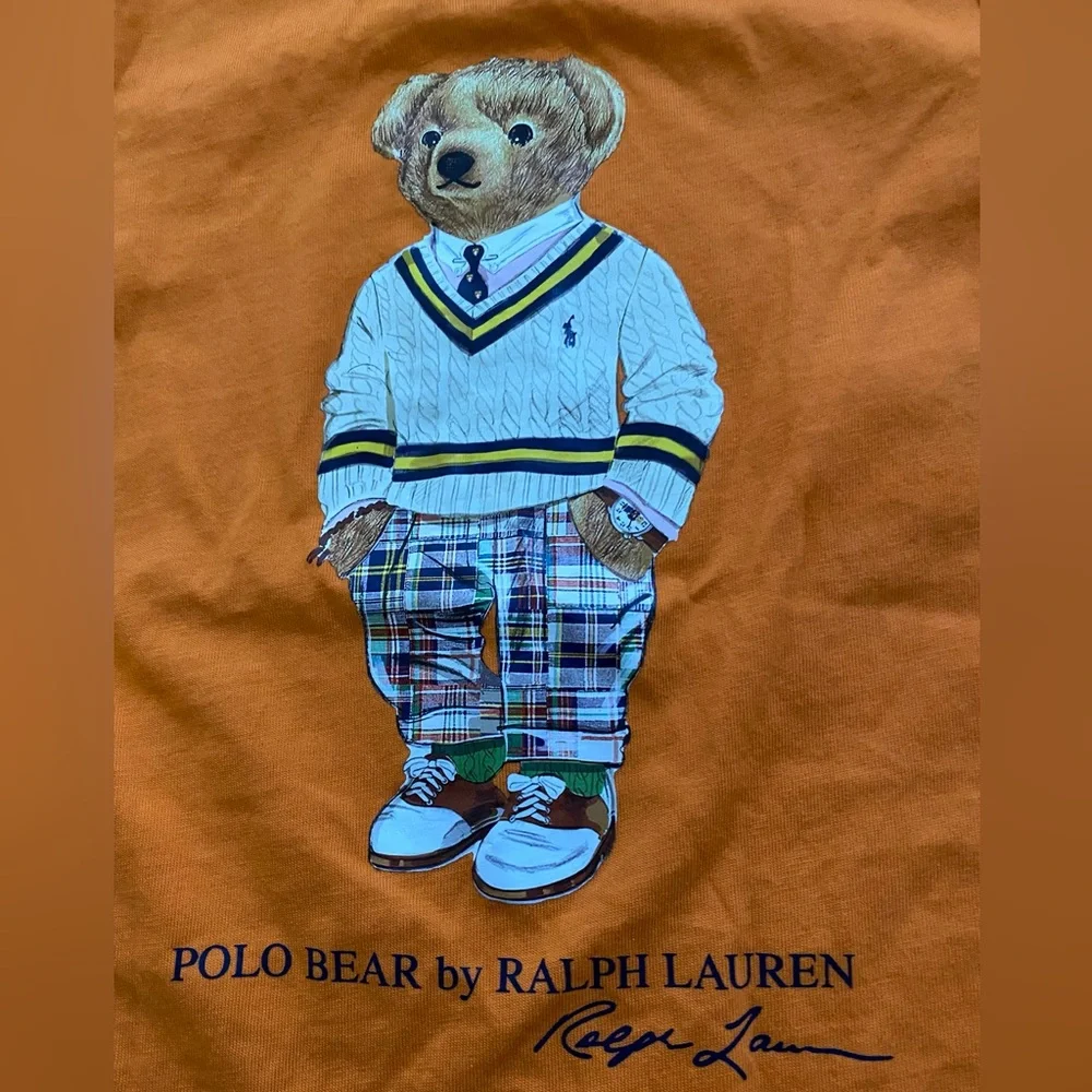 Ralph Lauren Toddler Sz 24m Lifeboat Orange Polo Bear‎ Cotton Jersey Bodysuit